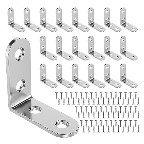 staffe angolari in acciaio inox 26 Pezzi Staffe angolari in metallo, Fissaggio angolare(40*40mm), Angolari metallo, Staffa triangolare in acciaio inox, staffe a l, e molto adatto per rinforzare tavoli, angoli di sedie, ecc