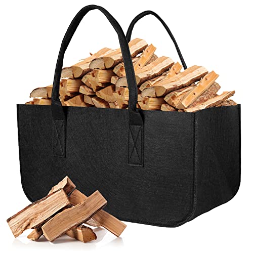 cesto per legna AiQInu Borsa in Feltro per Legna da Ardere Pieghevole Cesta Camino, 50x25x25cm Multifunzione Borsa Della Spesa Borsa di Stoccaggio Organizer per Caminetto Shopper Giornali Vestiti Giocattoli