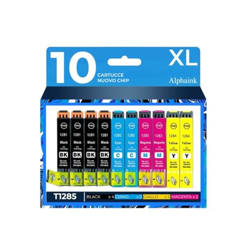 stampanti con cartucce con testina di stampa incorporata alphaink 10 Cartucce compatibili con Epson T1285 T1281 T1282 T1283 T1284 XL per Epson Stylus SX125 SX130 SX230 SX235W SX445W SX440W SX438W SX435W S22 SX430W SX425W SX425 SX420W BX305F BX305FW BX305FW