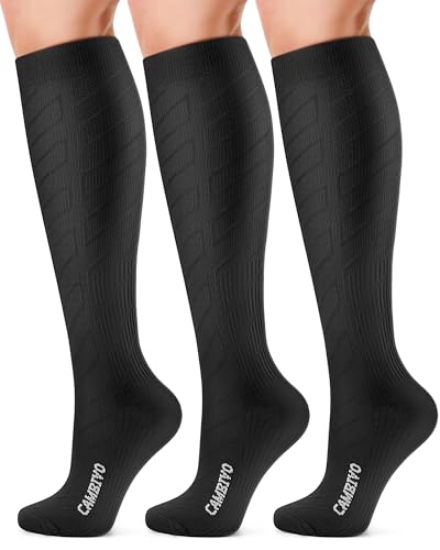 gambaletti elastici per vene varicose 2018 CAMBIVO Calze Compressione Graduata Donna Uomo 3 Paia, Calze a Compressione Graduata 20-30mmHg, Calze Antitrombo Elastiche a Compressione, Gambaletti Calzini per Sportive, Vene Varicose, Aereo, Corsa