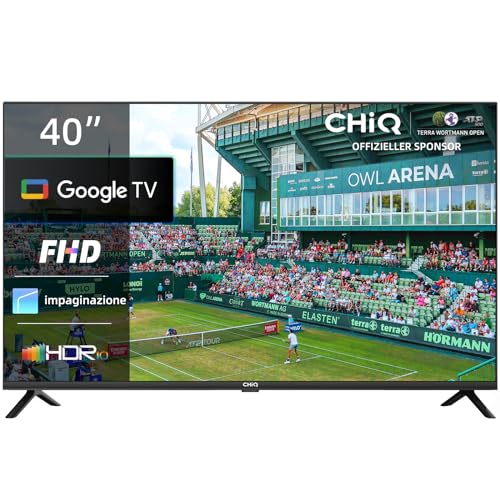 monitor 40 pollici senza sintonizzatore CHiQ TV L40G7V da 40 pollici, Google TV, FHD, Design senza cornice, Assistente Google, Google Play, Chromecast integrato, Triplo sintonizzatore (DVB-T2/S2/C), 5G Wi-Fi, Bluetooth, HDMI ARC, USB2.0