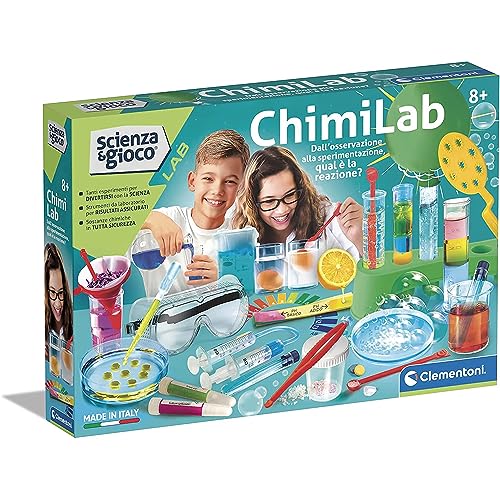 grande laboratorio di chimica clementoni Clementoni - Scienza e Gioco Lab - Laboratorio di Chimica, Kit Esperimenti Scientifici per Bambini 8+ Anni, 19259
