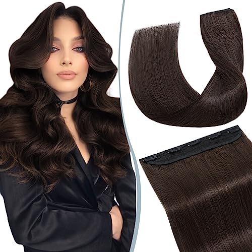 extension clip capelli veri fascia unica 2018 Elailite Extension Capelli Veri Clip Fascia Unica #2 Marrone Scuro, 35cm 100% Remy Human Hair Naturali 40g Hair Extensions Quickclip Ciocca Larga 22cm
