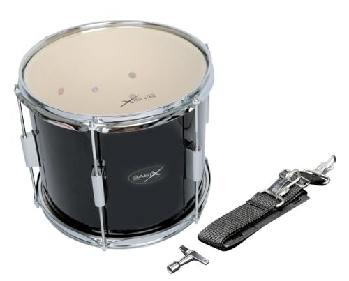 tamburo da stadio GEWA Marching Drum, tamburo da marcia 12x10", guscio in legno nero, inclusa cinghia di trasporto