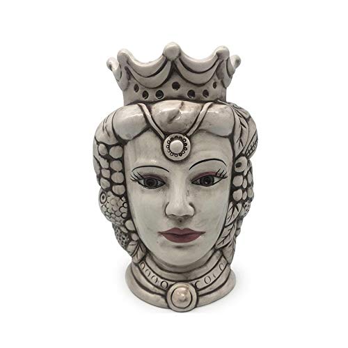giardini di marzo ceramica Giardini di Marzo Vaso in Ceramica Moro Siciliano Donna Anticato 13,5x12,5 cm Altezza 18 cm
