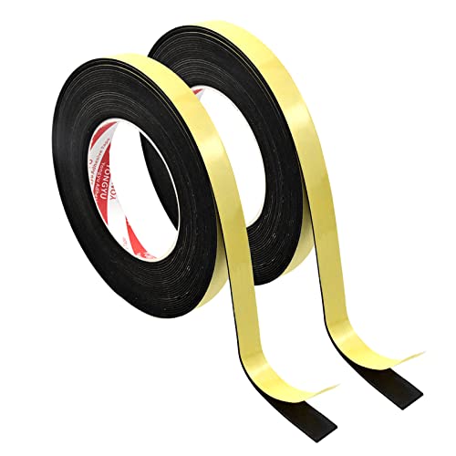 neoprene adesivo 1mm Guarnizione di Tenuta in Schiuma 2 Rotolo 10m (L) x 15mm (W) x 1mm (H) Guarnizione Finestra Autoadesiva Strisce, Alta Densità Neoprene Adesivo Isolamento Nastro Sigillante
