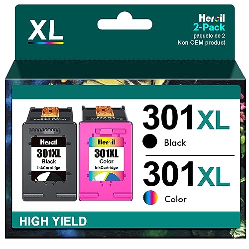 hp deskjet 1510 cartucce 2018 Heroil 301 XL 301XL Cartucce d'inchiostro Rigenerato per HP 301 XL Nero e Colore Compatibile per HP OfficeJet 2620 2622 4504 4630 5534 Envy 4500 5530 5532 Deskjet 1000 1010 1510 2050 2540 3050(2-Pack