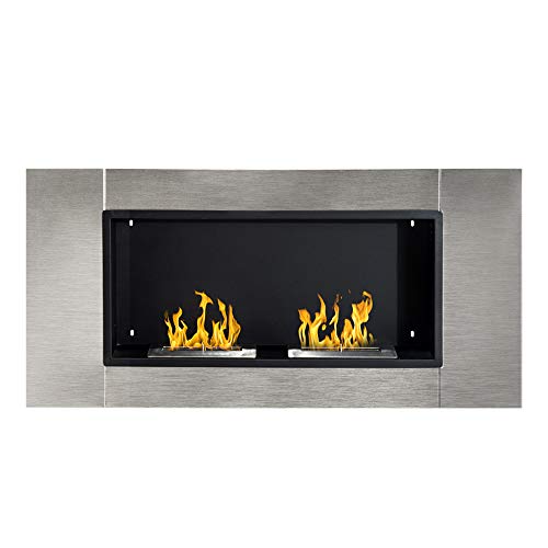 camino bioetanolo amazon HOMCOM Camino Bioetanolo da Parete con 2 Bruciatori Capacità di 3L 4400W 110 x 54 x 14,5cm