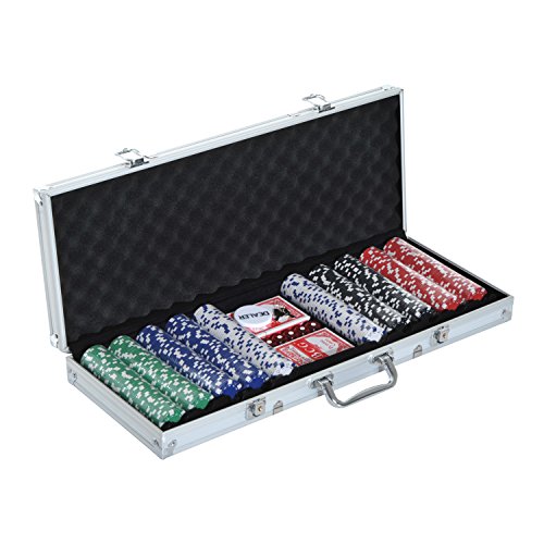 valigetta poker professionale HOMCOM Valigetta Poker Professionale in Alluminio, Set Poker con 500 Fiches e 2 Mazzi per Texas hold'em e Blackjack