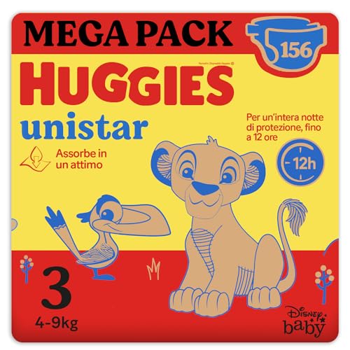 huggies unistar 3 Huggies Unistar, Pannolini Taglia 3 (4-8 Kg), Design Disney, Protezione completa, 156 Pz