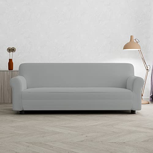 copridivano grigio perla Italian Bed Linen Copridivano Bielastico PRETTY estensibile Grigio Chiaro 3 Posti