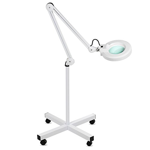 lampada con lente di ingrandimento per estetista LENTE 5 DIOTTRIE LAMPADA D'INGRANDIMENTO CON STATIVO, LUCE FREDDA BIANCA PER ESTETISTA, ESTETICA, LABORATORIO E LAVORI DI PRECISIONE