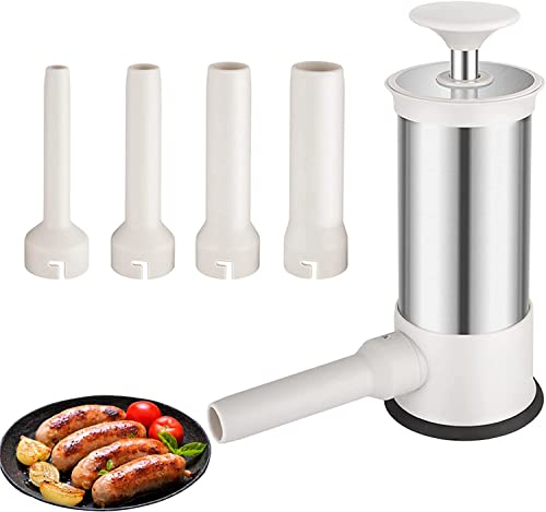 insaccatrice per salsiccia Lixiin Insaccatrice per Salsiccia, Macchina per la Produzione di Salsicce, Insaccatrice Manuale per Uso Domestico, Salsicce Siringa con 4 Tubi di Riempimento (2.2L)