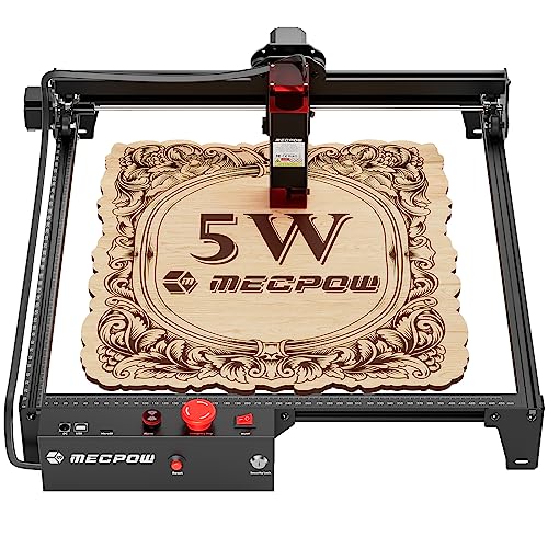 laser da taglio portatile Mecpow X3 Incisore Laser - Taglio Laser 5W per Legno e Metallo, 60W Macchina per Incisione con Stop di Emergenza, Rilevamento Fiamma e Giroscopio, Area di Lavoro 410 x 400mm