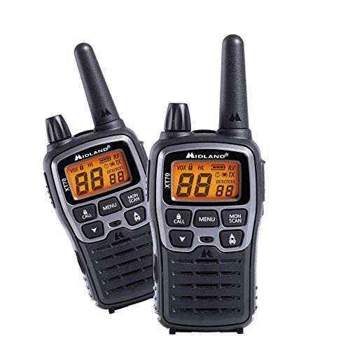 ricetrasmittenti professionali 20 km Midland C1180 XT70, Radio Dual Band Ricetrasmittente Professionale Walkie Talkie Ricarica Rapida, Formato 69 LPD e 24 PMR446 senza licenza, Raggio 12 km, 38 Toni, 83 Codici