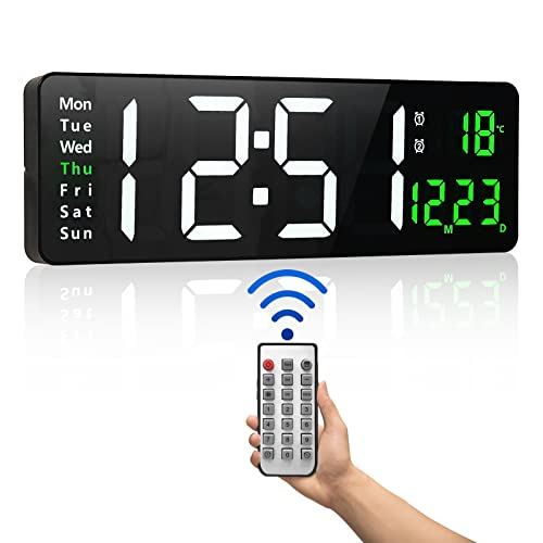 timer da parete PiKaPiKaP Orologio da parete digitale grande display, 16" orologio digitale con data di ora Temp settimana, timer, 12/24Hr, auto-dimming, per soggiorno/aula/palestra/chiesa/negozio/garage
