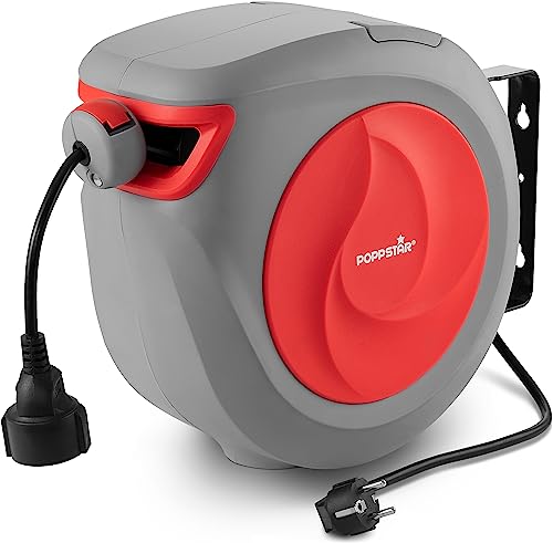 avvolgitore cavo elettrico a molla 2018 Poppstar Avvolgicavo Elettrico Automatico 20m + 2m (max. 2500W) Avvolgitore per Cavo Elettrico a Parete e a Muro IP20