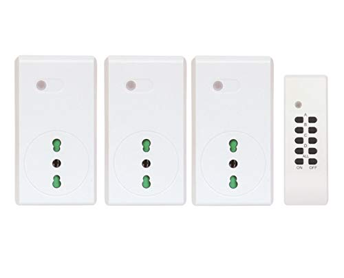 accendere luci con telecomando Proxe 710003 Tre Prese Telecomandate con Telecomando, Bianco