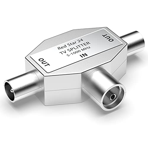 derivatore antenna tv 2 uscite RedStar24 Distributore antenna a 2 vie – Distributore antenna – Splitter TV 2 vie adattatore T antenna TV 1 ingresso IEC coassiale femmina (accoppiamento) W 2 uscite IEC spina coassiale M | DVB-T / 2