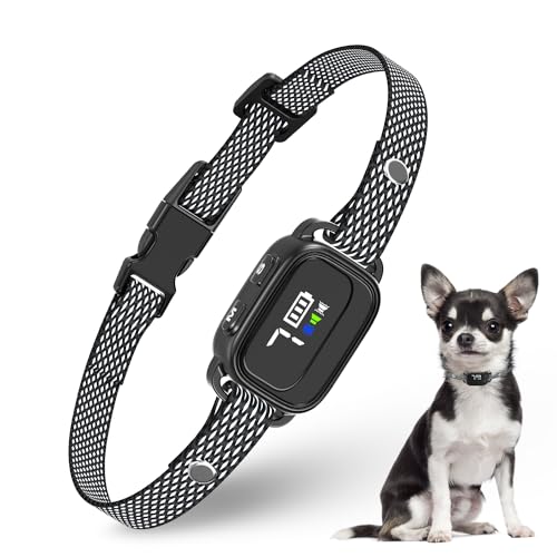 collare anti abbaio RICIVI Collare Antiabbaio per Cani Piccoli, Anti Abbaio Ricaricabile per Cani e Sicuro con 7 Sensibilità, 3 Modalità Regolabili Beep e Vibrazione, Impermeabile IP67 per Cani Piccoli, Nero