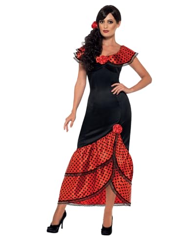 vestito da spagnola SMIFFYS Costume Senorita Flamenco, Nero, con abito e copricapo
