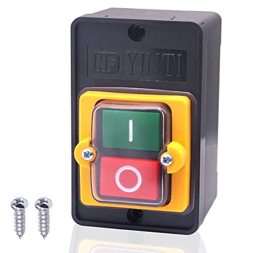interruttore di sicurezza per elettroutensili 2018 Taiss Interruttore Sicurezza Macchinari ON OFF Interruttore di sicurezza macchine per macchinari e macchine tessili, AC220V/380V 10A Interruttori a Pulsante Impermeabile KAO-10KH
