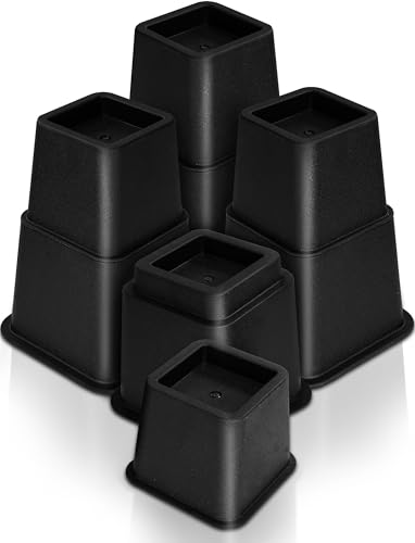 supporti alza letto Utopia Bedding 8 piedistalli regolabili (4 alti, 4 corti) - Rialzi poco ingombranti per letto, tavolo e divano (8-20 cm) (nero)