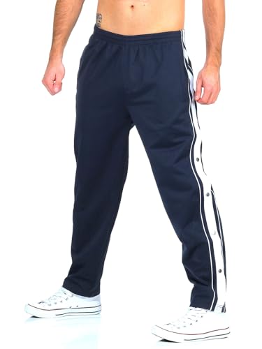 pantaloni tuta con bottoni laterali ZARMEXX - Pantaloni sportivi da uomo con bottoni laterali, per il tempo libero e lo jogging, blu navy, M