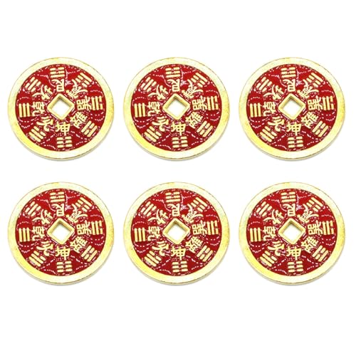 monete cinesi portafortuna ZOKJSW Monete di Rame d'Epoca Charm Feng Shui Ricchezza Fortunate Cinese Ornamenti Successo Commemorative in Ottone Cina 6 PCS